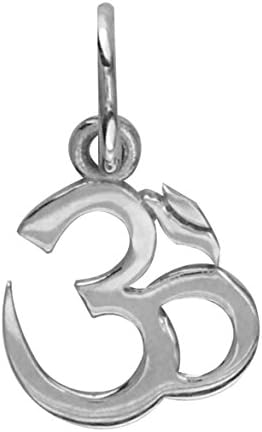 Mini Classic Yoga Ohm, Om, Aum Charm, 8mm x 8mm in 18K white gold