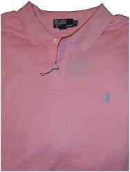 Men's Polo By Ralph Lauren Big and Tall Short Sleeve Polo Shirt Pink with Turquoise Pony