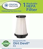 Dirt Devil F2 HEPA Filter Washable; fits Dirt Devil Part #3SFA11500X, 3-F5A115-00X - For Dirt Devil Dynamite, Quickvac (MO84600), Power Stick Upright (MO84100) and Power Reach (MO8245), Designed & Engineered By Crucial Vacuum