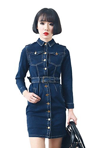 STILE MODA 7分袖 長袖 ワンピース チュニック ブラウス ミニスカート マキシ Aライン フレア OL 女子会 カジュアル パーティー セレブファッション フェミニン ガーリー ボヘミアン カレッジ コーデ スリム 美脚 脚長効果 ハイウエスト 体型カバー デニム オールシーズン オリジナルバッジ付き STMB-0000076