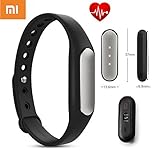 100% Original Xiaomi Mi Band 1S Aktivitätstracker mit Pulsmesser Sleeptracker Vibrieren erinnern Wireless Charging Bluetooth 4.0 Funktion für Mi3 Mi4 Redmi iPhone und Android Handy (schwarz mit Herzfrequenz-Messgerät)