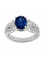 14K White Gold Sapphire and Diamond Ring -- LIFETIME WARRANTY