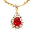 14K Yellow Gold Ruby and Diamond Pendant