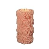 Wedding / Bridal Shower Floral 3"x 6" Decorative Pillar Candle 122 Hours (Pink) ~ JEM