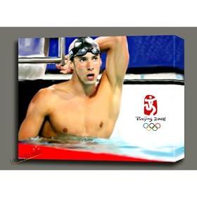 US OLYMPIC SWIMMER MICHAEL PHELPS ORIGINAL PAINTING PORTRAIT 25X20X1.5