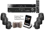 Yamaha 3D-Ready 5.1-Channel 500 Watts Digital Home Theater Audio/Video Receiver + Yamaha Universal iPod Dock + Set of 6 Yamaha All Weather Indoor / Outdoor 130 watt Wall Mountable Natural Sound 2-way Acoustic Suspension Speakers - Black + 100ft 16 AWG Speaker Wire