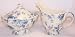Blue Rose Toile Fine Porcelain Creamer and Sugar Bowl Set