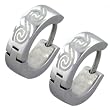 Wave Swirled Pattern Hoop Hinged Earrings