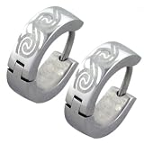 Wave Swirled Pattern Hoop Hinged Earrings