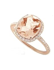 Meira T 14K Rose Gold & Diamonds - Cushion Cut Pink Morganite Center Stone - Right Hand Ring