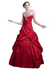 Strapless Floor Length  Taffeta Beaded Lace-Up  Ball Gown Quinceanera Dress 