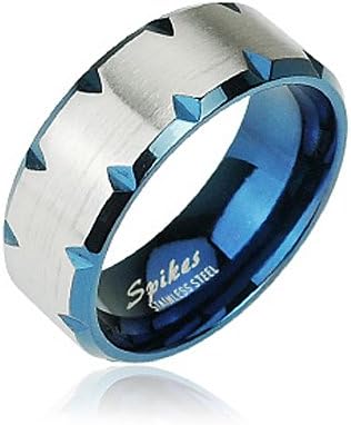 New Stainless Steel Blue Titanium IP Faceted Edge (10)
