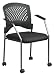 Titanium Finish Rolling Visitors Chair with Casters Arms and Plastic Wrap Around Back
