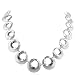 Sterling Silver Graduated Round Link Diamond Vento Oval Tag 14.5