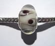 Murano Style Glass Lampwork 925 Bead Fits Pandora White and Brown Swirl, 14mm (1)