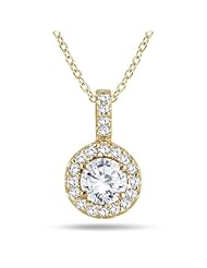 1/2 Carat Halo Diamond Pendant in 10K Yellow Gold