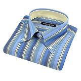 Forzieri Blue & Yellow Striped Button Down Cotton Italian Dress Shirt