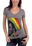 Bob Marley - Rasta Tam Womens T-Shirt in Asphalt