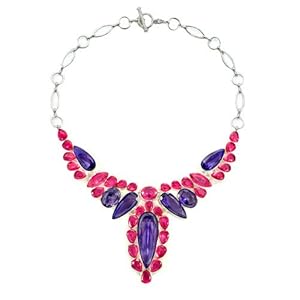 Pugster Chunky Bubble Rose Pink Amethyst Purple Water Drop Bib Statement Necklace Fashion Jewelry For Women