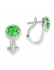 1.3 Carat 14K White Gold Diamond & Emerald Earrings