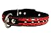 Genuine Leather Braided Studded Dog Collar,Red on Black 1.25