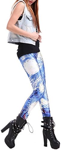 Alionz Women Retro Digital Printed Tight Footless Full-length Hot Leggings Starry Sky
