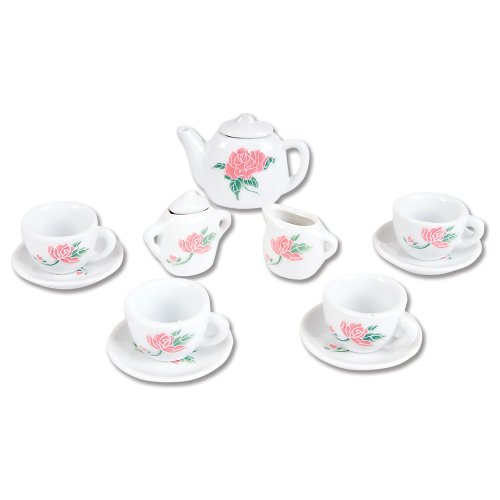 13 PC Mini Ceramic Tea Set Kids Pretend Play 13 PC Mini Ceramic Tea Set Kids Pretend Play