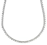18k White Gold 3-Prong Diamond Tennis Necklace (12.20 cttw, E-F Color, VS1-VS2 Clarity), 17