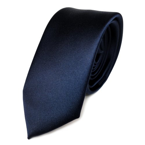 Schmale Satin Krawatte blau marine dunkelblau 