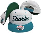 San Jose Sharks Script White/Teal Two Tone Plastic Snapback Adjustable Plastic Snap Back Hat / Cap