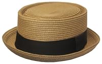 Mens Structured 100% Paper Straw Flat Top Pork Pie Fedora Hat