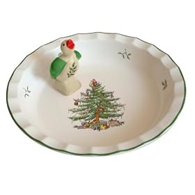 Spode Christmas Tree Pie Dish with Pie Bird by Spode