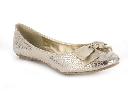 Barratts Junior Girls Gold Bow Trim Ballerinas Size 2