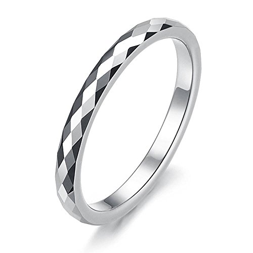 Athena Jewelry Tungsten Collection 2mm Women's Multi-faceted Tungsten Wedding Band Ring