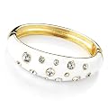 Crystal Hinged Fashion Bangle Gold & White