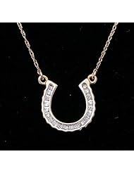 10k Yellow Gold Diamond Horseshoe Womens Ladies Teens Girls Lucky Fashion Pendant Necklace with 18" Chain - .10 (1/10) Ct.t.w.