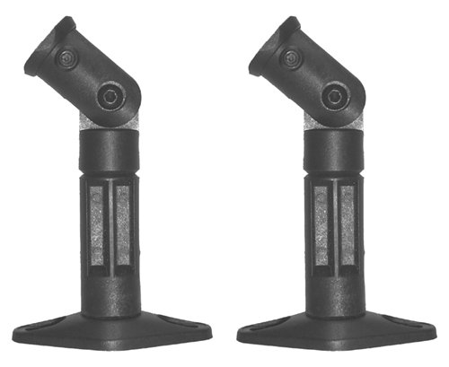2 Black Universal Satellite Speaker Mounts / Brackets for Walls and Ceilings