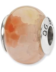 Sterling Silver s Pink Cracked Agate Stone Bead by Reflection Beads, Best Quality Free Gift Box Satisfaction Guaranteed