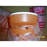 4 Tupperware Orange and White Big Wonders Bowls with Flat Bottoms