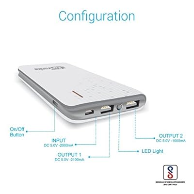 PORTRONICS POWER SLICE ||| 8000 MAH POWER BANK WHITE (ORIGINAL) WITH FULL WARRANTY