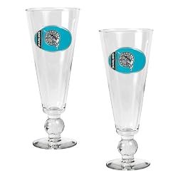 Florida Marlins 2pc Pilsner Glass Set with Baseball on stem - Oval Logo MLB Baseball