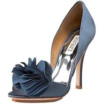 Hot Sale Badgley Mischka Women's Randall Open-Toe Pump,Blue Satin,7.5 M US