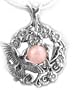 Sterling Silver Rose Quartz Hummingbird Slide Pendant