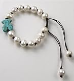 Mother of Pearl & Turquoise Multi Gemstone with Brown Cord Adjustable Bracelet - Teddy Bear Collection
