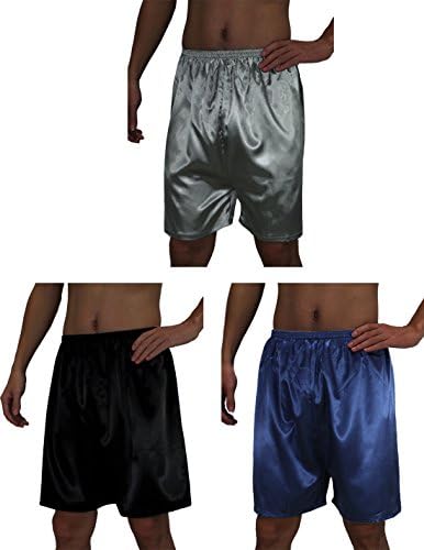 (Pack of 3) Mens Sleepwear - Silk Couture Boxer Shorts / Pajama Shorts L Multicolor