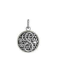 S - Small Solid 925 Sterling Silver with Black Finish Szira Collection Paw and Hearts Monogram Initial S Charm, Pendant, Key Ring, for Dog, Cat or Person