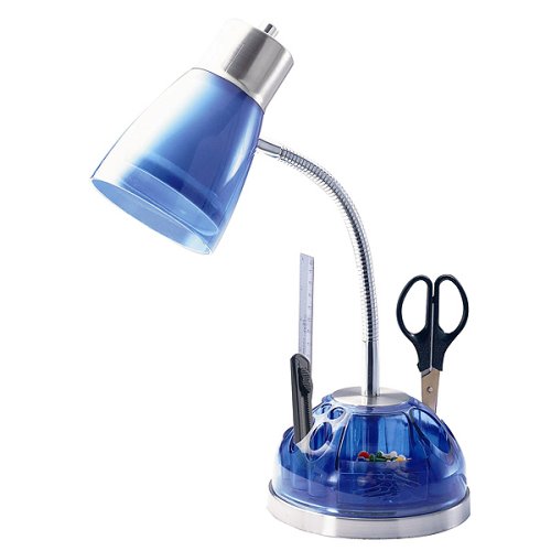 Desk Lamp with Organizer - Blue Shade