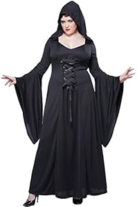 California Costumes Women's Plus-Size Deluxe Hooded Robe Sexy Long Dress Plus, Black, XXX-Large