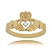 Claddaugh Ring - Diamond 10K Gold - Celtic Wedding Band Claddaugh Ring - Diamond 10K Gold - Celtic Wedding Band
