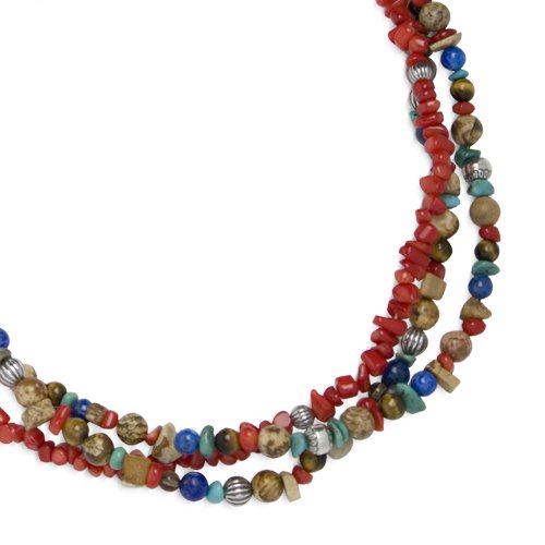 Sterling Silver Coral and Southwest Gemstone 